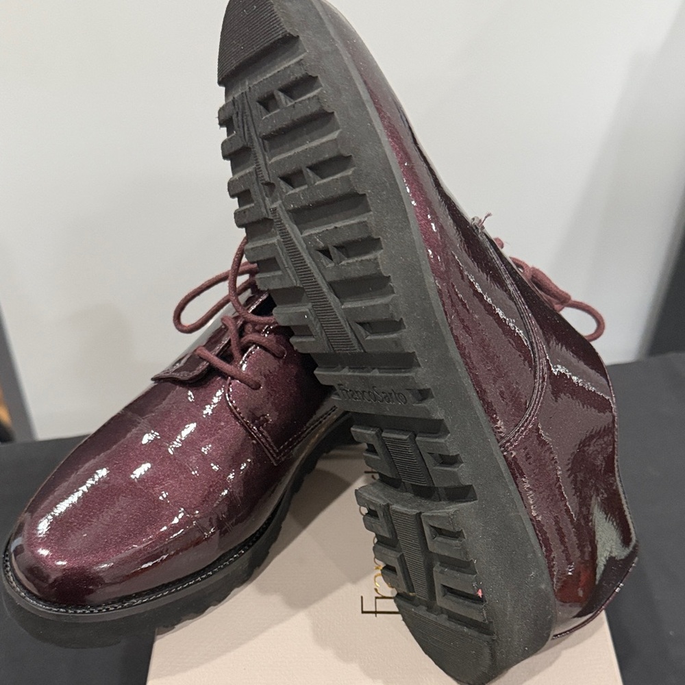 Franco Sarto Corey Women's Burgundy Patent Leather Lace-Up Flats - Picture 5 of 5